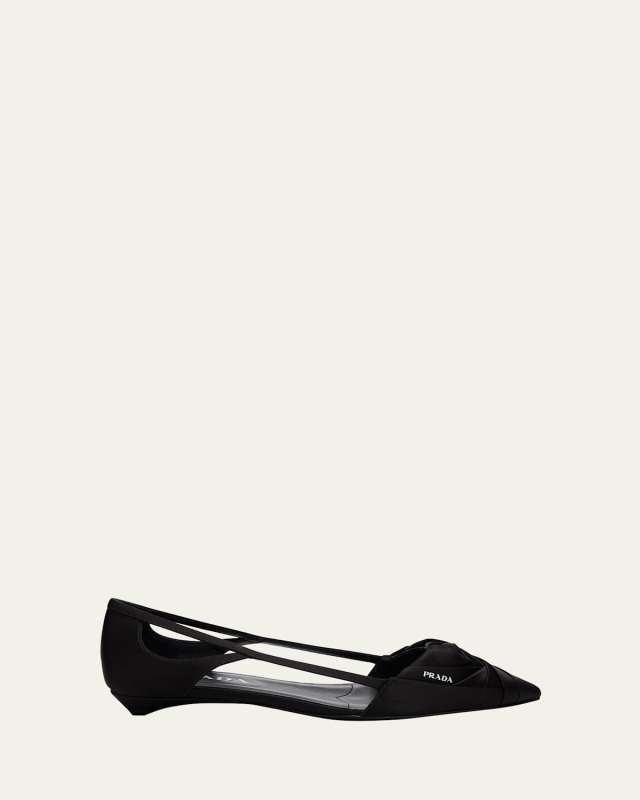 Satin Rose Cutout Ballerina Flats
